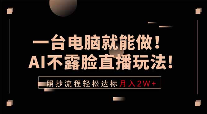 一台电脑就能做！AI不露脸直播玩法，照抄流程轻松达标月入2W+-琴书聊项目