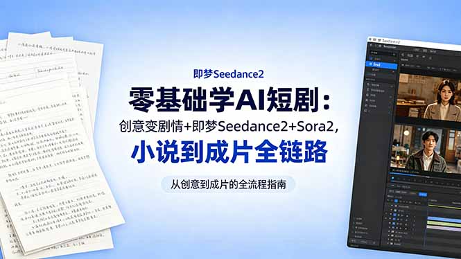 零基础学AI短剧：创意变剧情+即梦Seedance2+Sora2，小说到成片全链路-琴书聊项目