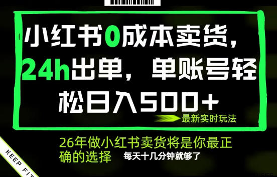 小红书0成本AI卖货，24小时出单，全流程托管，保底日入500+，每天十几分钟就够了【揭秘】-琴书聊项目