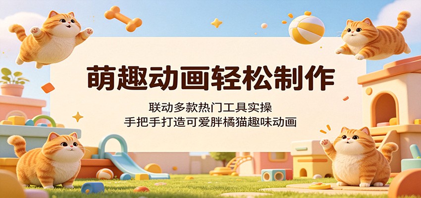 萌趣动画轻松制作，联动多款热门工具实操，手把手打造可爱胖橘猫趣味动画-琴书聊项目