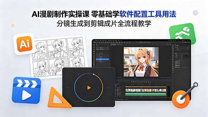 AI漫剧制作实操课 零基础学软件配置工具用法 分镜生成到剪辑成片全流程教学-琴书聊项目