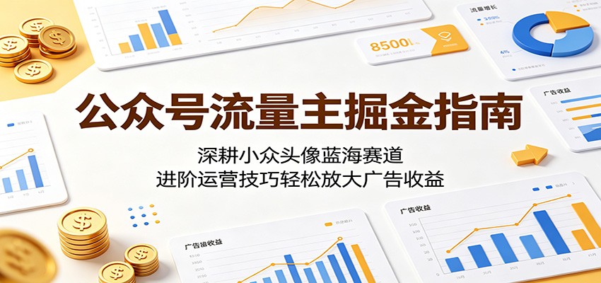 公众号流量主掘金指南：深耕小众头像蓝海赛道，进阶运营技巧轻松放大广告收益-琴书聊项目