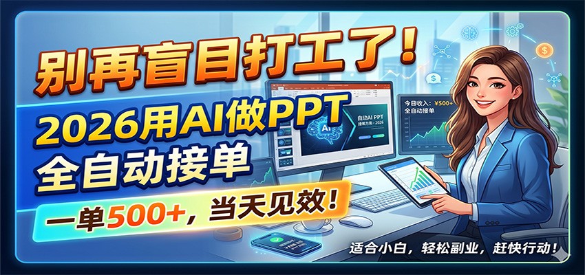 别再盲目打工了！2026用AI做PPT全自动接单，一单5张+，当天见效！-琴书聊项目