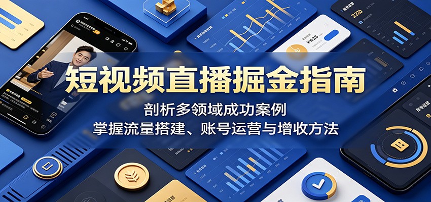 短视频直播掘金指南：剖析多领域成功案例，掌握流量搭建、账号运营与增收方法-琴书聊项目