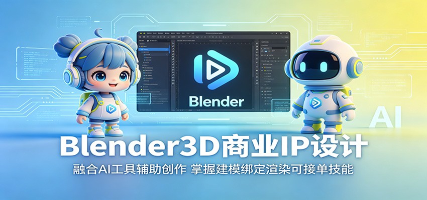Blender3D商业IP设计：融合AI工具辅助创作，掌握建模绑定渲染可接单技能-琴书聊项目