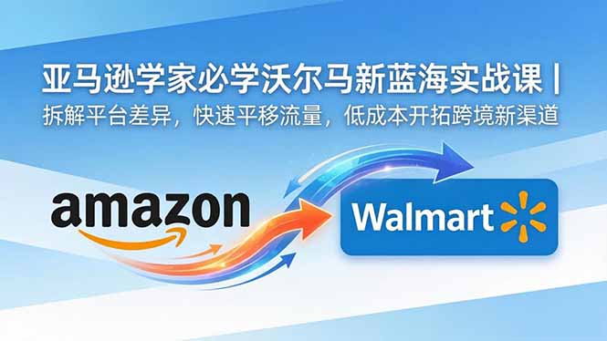 亚马逊卖家必学沃尔玛新蓝海实战课｜拆解平台差异，快速平移流量，低成本开拓跨境新渠道-琴书聊项目