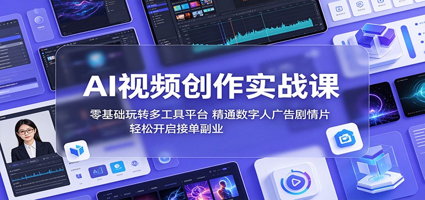 AI视频创作实战课：零基础玩转多工具平台，精通数字人广告、剧情片，轻松开启接单副业-琴书聊项目