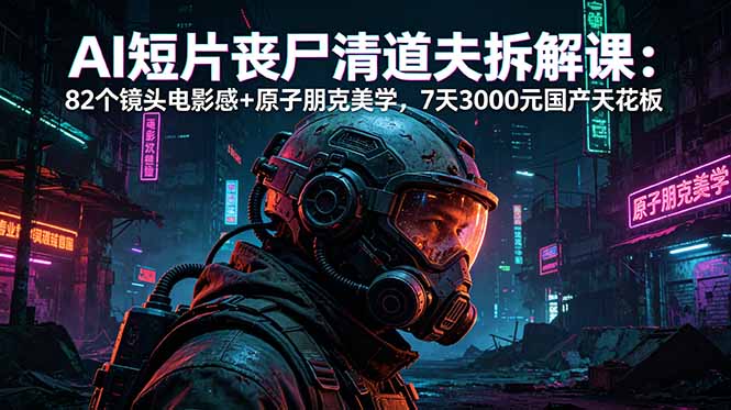 AI短片《丧尸清道夫》拆解课：82个镜头电影感+原子朋克美学，7天3000元国产天花板-琴书聊项目