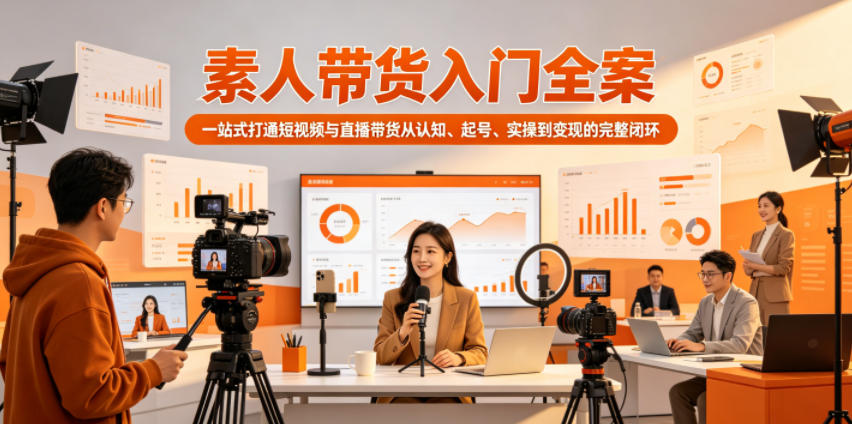 素人带货入门全案，一站式打通短视频与直播带货从认知、起号、实操到变现的完整闭环-琴书聊项目