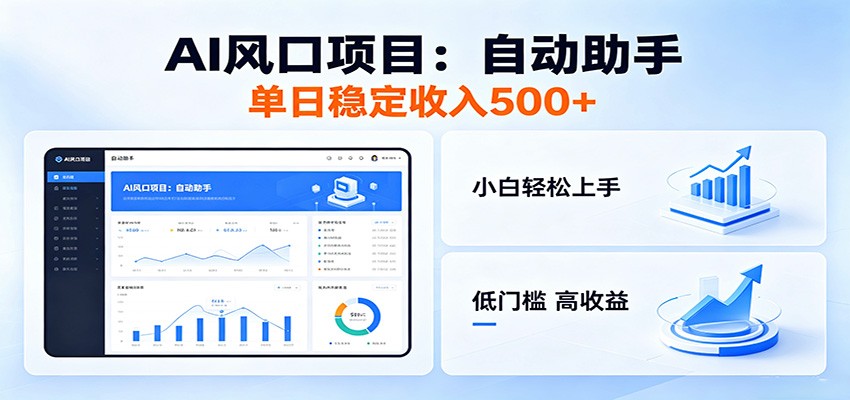 全新AI自动助手项目，低门槛入局，每日稳定收益500以上-琴书聊项目