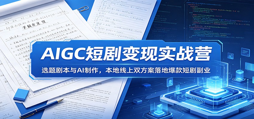 AIGC短剧变现实战营：选题剧本与AI制作，本地线上双方案落地爆款短剧副业-琴书聊项目