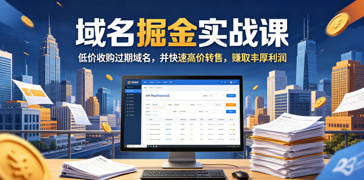域名交易掘金实战课，低价收购过期域名，并快速高价转售，賺取丰厚利润【原创双语字幕】-琴书聊项目
