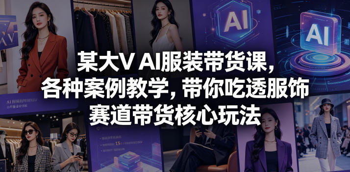 某大V AI服装带货课，各种案例教学，带你吃透服饰赛道带货核心玩法-琴书聊项目