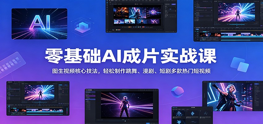 零基础AI成片实战课：图生视频核心技法，轻松制作跳舞、漫剧、短剧多款热门短视频-琴书聊项目