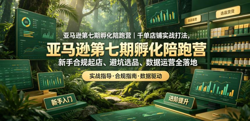 亚马逊第七期孵化陪跑营｜千单店铺实战打法，新手合规起店、避坑选品、数据运营全落地-琴书聊项目