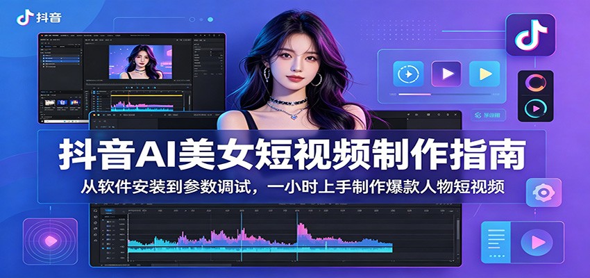 抖音AI美女短视频制作指南：从软件安装到参数调试，一小时上手制作爆款人物短视频-琴书聊项目
