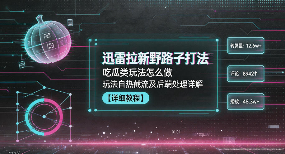 迅雷拉新野路子打法，吃瓜类玩法怎么做，玩法自热截流及后端处理详解-琴书聊项目