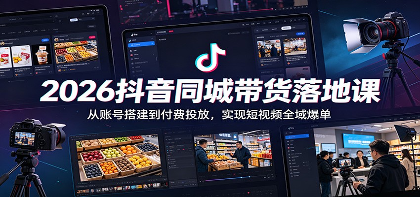 2026抖音同城带货落地课：从账号搭建到付费投放，实现短视频全域爆单-琴书聊项目