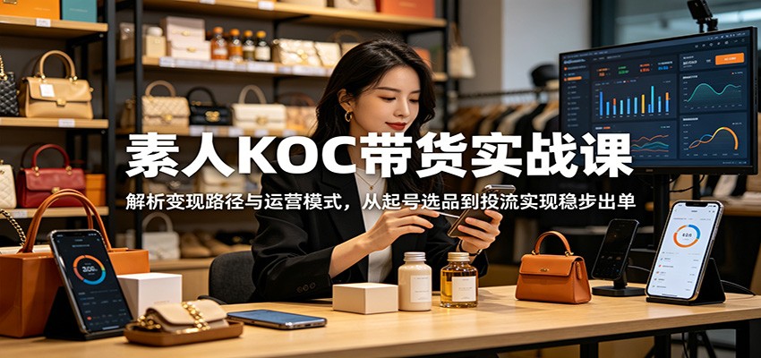 素人KOC带货实战课：解析变现路径与运营模式，从起号选品到投流实现稳步出单-琴书聊项目