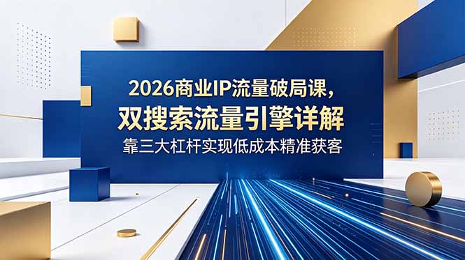 2026商业IP流量破局课，双搜索流量引擎详解，靠三大杠杆实现低成本精准获客-琴书聊项目