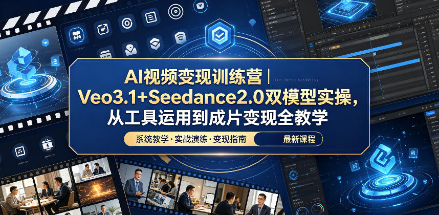 AI视频变现训练营｜Veo3.1+Seedance2.0双模型实操，从工具运用到成片变现全教学-琴书聊项目