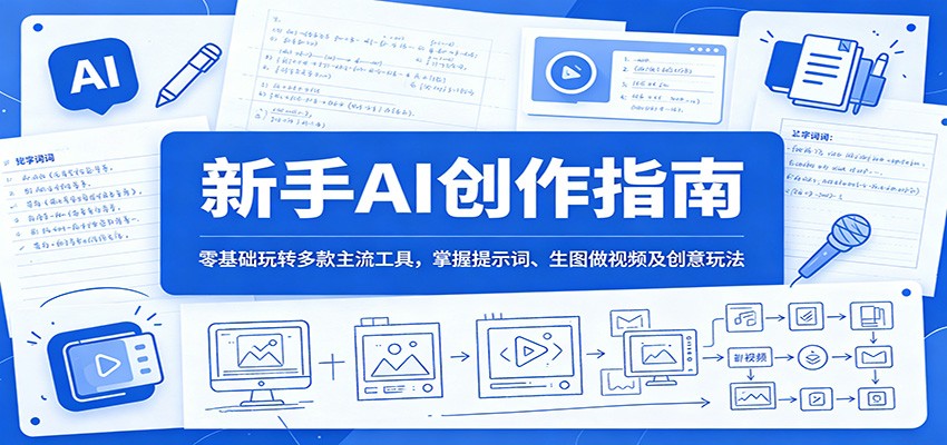 新手AI创作指南：零基础玩转多款主流工具，掌握提示词、生图做视频及创意玩法-琴书聊项目