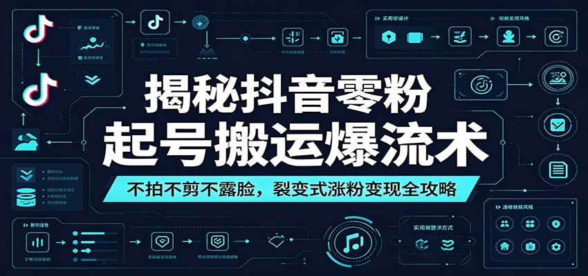 揭秘抖音零粉起号搬运爆流术：不拍不剪不露脸，裂变式涨粉变现全攻略-琴书聊项目