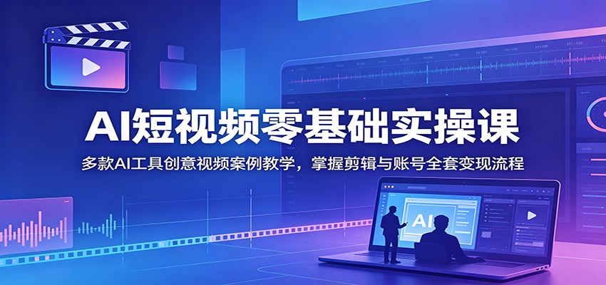 AI短视频零基础实操课：多款AI工具创意视频案例教学，掌握剪辑与账号全套变现流程-琴书聊项目
