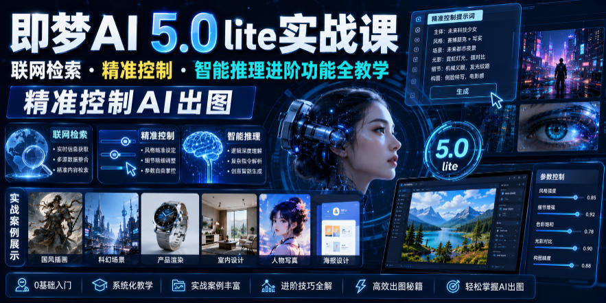 即梦AI 5.0 lite实战课，联网检索・精准控制・智能推理进阶功能全教学，精准控制AI出图-琴书聊项目