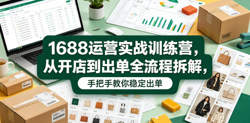 1688运营实战训练营，从开店到出单全流程拆解，手把手教你稳定出单(更新0620)-琴书聊项目