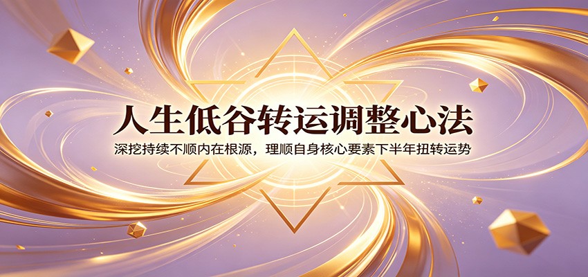人生低谷转运调整心法：深挖持续不顺内在根源，理顺自身核心要素下半年扭转运势-琴书聊项目