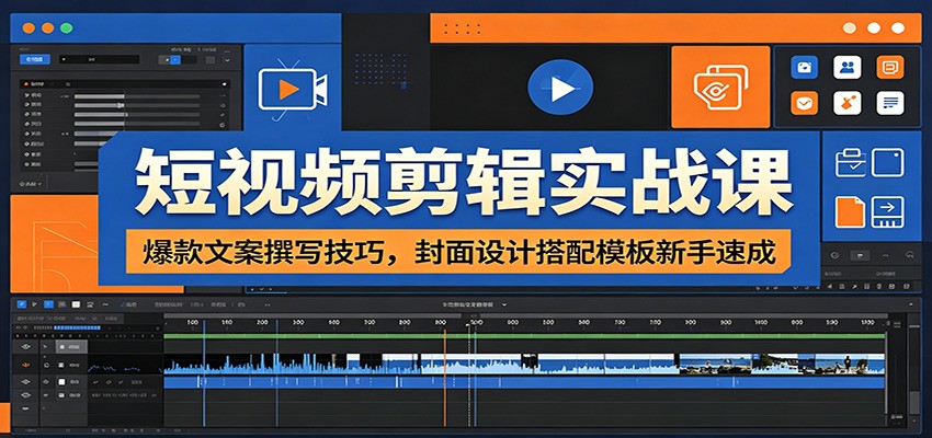 短视频剪辑实战课：爆款文案撰写技巧，封面设计搭配模板新手速成-琴书聊项目