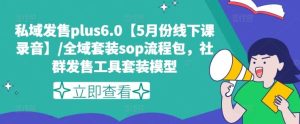 私域发售plus6.0【5月份线下课录音】/全域套装sop流程包，社群发售工具套装模型-琴书聊项目