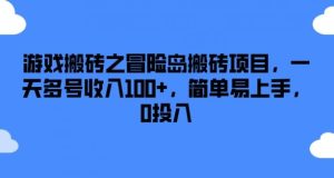 游戏搬砖之冒险岛搬砖项目，一天多号收入100+，简单易上手，0投入【揭秘】-琴书聊项目