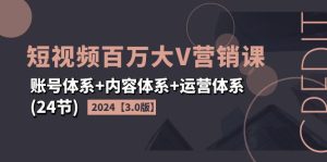 （11795期）2024短视频·百万大V营销课【3.0版】账号体系+内容体系+运营体系(24节)-琴书聊项目