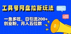 一鱼多吃,日引流200+创业粉,全平台工具号,网盘拉新新玩法月入5位数【揭秘】-琴书聊项目