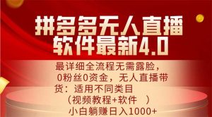 （11891期）拼多多无人直播软件最新4.0，最详细全流程无需露脸，0粉丝0资金， 小白…-琴书聊项目