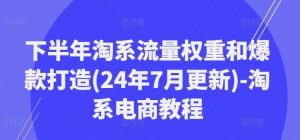 下半年淘系流量权重和爆款打造(24年7月更新)-淘系电商教程-琴书聊项目