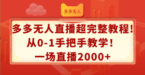 （12008期）多多无人直播超完整教程!从0-1手把手教学！一场直播2000+-琴书聊项目
