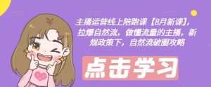 主播运营线上陪跑课【8月新课】，拉爆自然流，做懂流量的主播，新规政策下，自然流破圈攻略-琴书聊项目