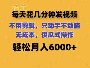 （12119期）每天花几分钟发视频 无需剪辑 动手不动脑 无成本 傻瓜式操作 轻松月入6…-琴书聊项目