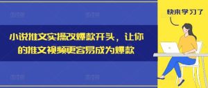 小说推文实操改爆款开头，让你的推文视频更容易成为爆款-琴书聊项目