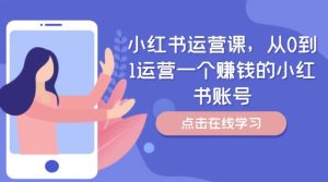 小红书运营课，从0到1运营一个赚钱的小红书账号-琴书聊项目