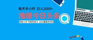 （12401期）撸今日头条，单号日入2000+可矩阵放大-琴书聊项目