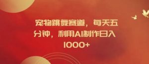 宠物跳舞赛道，每天五分钟，利用AI制作日入1k【揭秘】-琴书聊项目