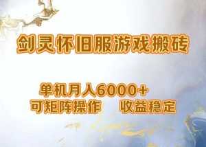 (12471期)网游剑灵打金搬砖,单机月入6000+,可矩阵操作,收益稳定。-琴书聊项目