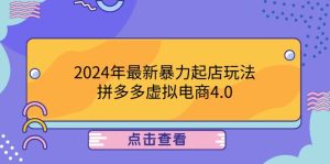 2024年最新暴力起店玩法，拼多多虚拟电商4.0，24小时实现成交，单人可以..-琴书聊项目
