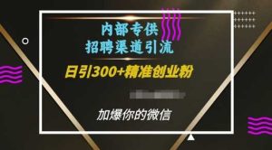 内部招聘渠道日引流300+创业粉，加爆你的微信【揭秘】-琴书聊项目