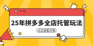 25年拼多多全店托管玩法，矩阵动销裂变玩法如何低风险盈利 新手运营秘籍-琴书聊项目