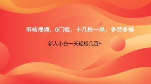 审核视频，0门槛，十几秒一单，多劳多得，新人小白一天轻松几百+-琴书聊项目
